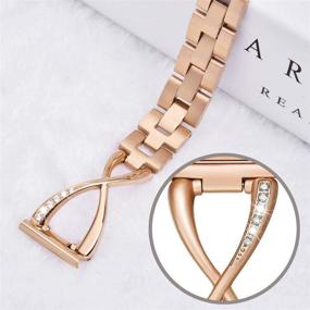 img 2 attached to 💎 V-MORO Браслеты из металла Rose Gold Bling совместимые с Fitbit Sense и Versa 3 - адаптер из нержавеющей стали - замена для женщин и девушек