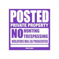 🚫 100 durable purple and white tyvek signs - no trespassing, heavy duty, weather resistant - 11” x 11” logo