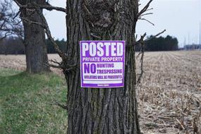 img 3 attached to 🚫 100 Durable Purple and White Tyvek Signs - No Trespassing, Heavy Duty, Weather Resistant - 11” x 11”