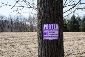 img 2 attached to 🚫 100 Durable Purple and White Tyvek Signs - No Trespassing, Heavy Duty, Weather Resistant - 11” x 11”