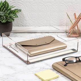 img 3 attached to 🌹 Stylish Rose Gold Acrylic Letter Tray: Organize Your Office Desk with Elegance (10.5 x 12 x 3 in)