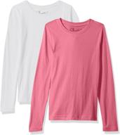 👚 clementine apparel girls 2 pack long sleeve t-shirts | easy tag comfort | crew neck | soft cotton blend undershirts (3711) for enhanced seo logo