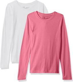 img 1 attached to 👚 Clementine Apparel Girls 2 Pack Long Sleeve T-Shirts | Easy Tag Comfort | Crew Neck | Soft Cotton Blend Undershirts (3711) for Enhanced SEO