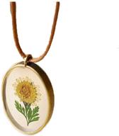 🌻 jeni-sely handmade real dry pressed sunflower round resin leather necklace: exquisite nature-inspired jewelry logo