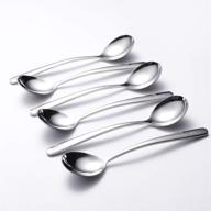 🥄 ironx elegance series: 6-pack of large and heavy duty round soup spoons, 7 inch long, 18/10 stainless steel - 1.9 ounces weight logo