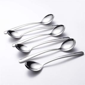 img 4 attached to 🥄 IronX Elegance Series: 6-Pack of Large and Heavy Duty Round Soup Spoons, 7 Inch Long, 18/10 Stainless Steel - 1.9 Ounces Weight