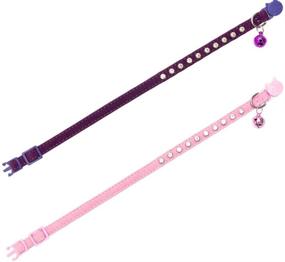 img 1 attached to 🐱 BINGPET Cat Collar with Bells Breakaway: Soft Velvet Adjustable Collars with Diamante Bling - Pink & Purple, 2 Pack