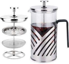 img 4 attached to Kitchenexus 304 Stainless Steel French Press Coffee Maker & Tea Maker - Portable Glass Coffee Press with 4 Filter Screens 32oz/1000ML - Perfect for Camping and Travel