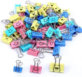 img 1 attached to 😊 JZ-60 Binder Clips Set: Colorful Hollow Smiling Face Paper Clamps - Ideal for Office, Teacher Gifts and Kitchen!
