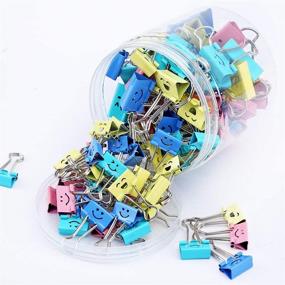 img 3 attached to 😊 JZ-60 Binder Clips Set: Colorful Hollow Smiling Face Paper Clamps - Ideal for Office, Teacher Gifts and Kitchen!