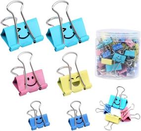 img 4 attached to 😊 JZ-60 Binder Clips Set: Colorful Hollow Smiling Face Paper Clamps - Ideal for Office, Teacher Gifts and Kitchen!