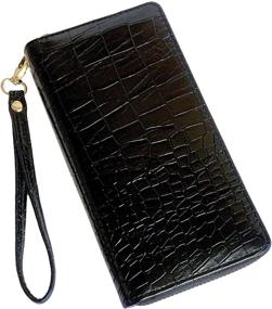 img 3 attached to Wristlet Leather Organizer Metallic Boa Grey Women's Handbags & Wallets for Wristlets