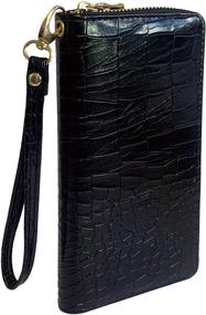 img 4 attached to Wristlet Leather Organizer Metallic Boa Grey Women's Handbags & Wallets for Wristlets