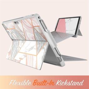 img 2 attached to 💎 Stylish Protection for Microsoft Surface Pro 7/6: i-Blason Cosmo Case with Pencil Holder & Type Cover Compatibility (Marble)