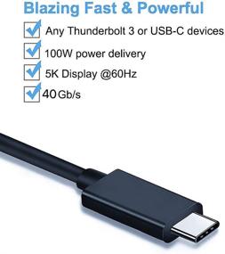 img 3 attached to ⚡🔌 Кабель Thunderbolt 3 высокой скорости: 3.3 фута/40 Гбит/с/5К@60 Гц - USB-C к USB-C 100 Вт 20 В 5 А - Совместим с LG UltraFine5K Alienware17 Dell Thinkpad - Поддержка 5К UHD дисплея - Идеально подходит для MacBook Pro 2016-2018 годов.