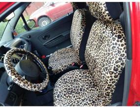 img 1 attached to 🚗 AUTOFAN Zebra/Leopard Car Seat Covers Set with 2 Seat Belt Pads & Universal 15 Inch Steering Wheel Cover - Ideal for Cars, Trucks, SUVs, Vans