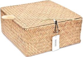 img 2 attached to TICYACK Seagrass Storage Baskets with Lid - Set of 3 (S/M/L) for Organizing Home Decor and Natural Hand-Woven Organizer with 3 Blank Labels