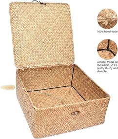 img 1 attached to TICYACK Seagrass Storage Baskets with Lid - Set of 3 (S/M/L) for Organizing Home Decor and Natural Hand-Woven Organizer with 3 Blank Labels