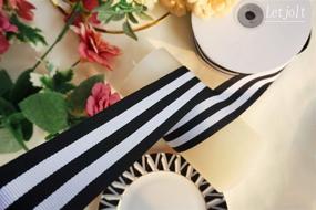 img 2 attached to 25 Yard Black and White Taffy Striped Fabric Grosgrain Ribbon - Perfect for Gift Wraps, Crafts, and Halloween Decor!