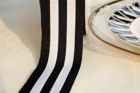 img 1 attached to 25 Yard Black and White Taffy Striped Fabric Grosgrain Ribbon - Perfect for Gift Wraps, Crafts, and Halloween Decor!