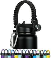 🧴 paracord handle for wide mouth bottles - fits 12oz to 64oz - durable strap with safety ring, compass, and carabiner - ideal water bottle carrier логотип