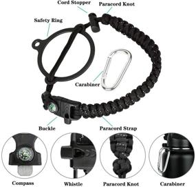 img 2 attached to 🧴 Paracord Handle for Wide Mouth Bottles - Fits 12oz to 64oz - Durable Strap with Safety Ring, Compass, and Carabiner - Ideal Water Bottle Carrier