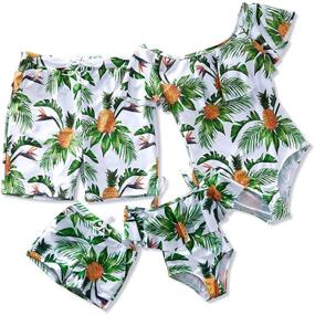 img 4 attached to Swimsuit Pineapple Printed Matching Swimwear