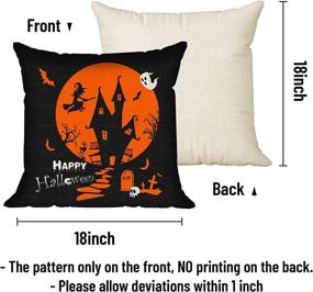 img 3 attached to 🎃 Farmhouse Halloween Decor: Set of 4 Happy Halloween Throw Pillow Covers with Coasters - Buffalo Check Pumpkin Pillows, Ghost Bat Caster, Trick or Treat Decorations (18x18)