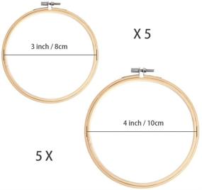 img 3 attached to 🧵 Caydo 10 Piece Bamboo Embroidery Hoops: 3 Inch and 4 Inch Cross Stitch Hoop Rings for Ornament Art & Craft Sewing