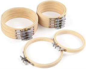 img 4 attached to 🧵 Caydo 10 Piece Bamboo Embroidery Hoops: 3 Inch and 4 Inch Cross Stitch Hoop Rings for Ornament Art & Craft Sewing