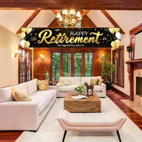 img 3 attached to 🎉 DUAIAI Happy Retirement Banner: Stylish Black and Gold Glitter Sign for Retirement Party Decorations - 82.7 x 16 Inch