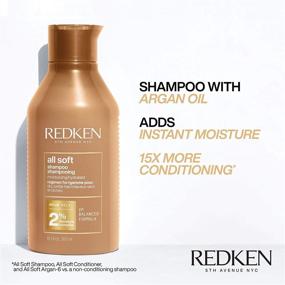 img 3 attached to Redken All Soft Shampoo - Intense Softness & Shine for Dry/Brittle Hair with Argan Oil