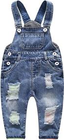 img 4 attached to 👖 Kidscool Ripped Overalls for Girls and Boys' Clothing