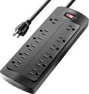 🔌 yishu power strip with 12 outlets and 8ft extension cord - 2700 joules, etl listed, wall mountable surge protector for home & office, black логотип