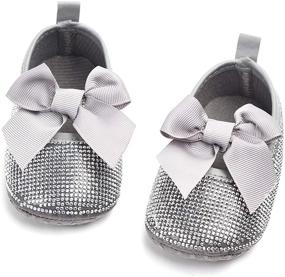 img 1 attached to 👑 Sparkly Bow Diamonds Princess Dress Shoes for Baby Girls - Anti-Slip Mary Jane Flats in Infant Crib Size