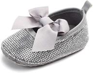 👑 sparkly bow diamonds princess dress shoes for baby girls - anti-slip mary jane flats in infant crib size logo
