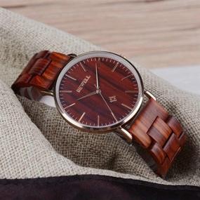 img 1 attached to 🌲 BEWELL Slim Wooden Watches for Men and Women - Minimalist Quartz Analog Couple Wrist Watch W163A