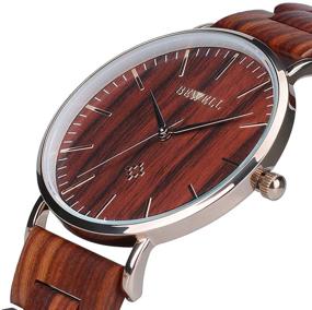 img 3 attached to 🌲 BEWELL Slim Wooden Watches for Men and Women - Minimalist Quartz Analog Couple Wrist Watch W163A