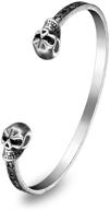 🔥 fga fashion chic skull/wolf head adjustable stainless steel open cuff bangle bracelet with engraved stars and blackened process - unisex cuff bracelet jewelry for women and men logo