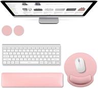 atailorbird wrist rest 2 set for keyboard & mouse: waterproof pu leather surface, memory foam support, laptop office gaming working - includes 2 free coasters, pink logo