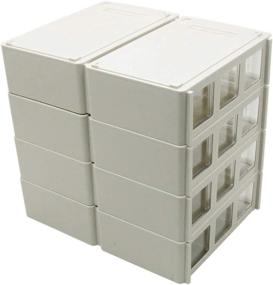 img 2 attached to 📦 Multipurpose Stackable Modular Craft Storage Boxes: ZIIYAN Set of 12 Plastic Desktop Drawers Organizer Containers with Compartments