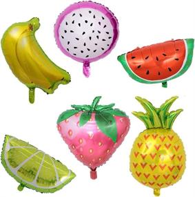 img 4 attached to 🎈 Fruit Shaped Foil Balloons: Ideal Decoration Supplies for Parties, Weddings, and Baby Showers - 6PCS Helium Mylar Balloons with Photo Props!