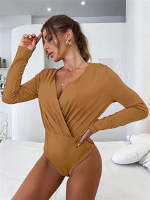 img 2 attached to Romwe Womens Sleeve Bodysuit Jumpsuit: Chic and Comfortable Women's Clothing and Bodysuits