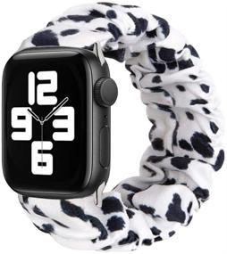 img 4 attached to MONOBLANKS Elastic Scrunchie Watch Band for Apple Watch 38mm/40mm 42mm/44mm 🐄 - Thick Elastic Replacement Band Compatible with iWatch Series 4/3/2/1 (Cow, 38MM/40MM)...