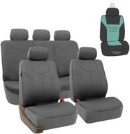 protective and stylish fh group rome pu leather full set car seat covers: airbag compatible, split bench, and universal fit for cars, trucks & suvs (solid gray) + bonus gift logo