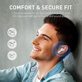 img 2 attached to 🎧 Baseus Wireless Earbuds Hybrid Active Noise Cancelling | 6-Mic ANC Headphones, IP55 Waterproof | Immersive Sound | Deep Bass | Built-in Mic | TWS Stereo Earphones (White)