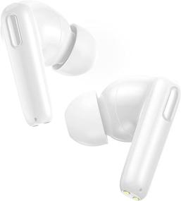 img 4 attached to 🎧 Baseus Wireless Earbuds Hybrid Active Noise Cancelling | 6-Mic ANC Headphones, IP55 Waterproof | Immersive Sound | Deep Bass | Built-in Mic | TWS Stereo Earphones (White)