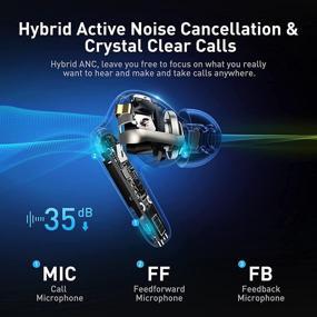 img 3 attached to 🎧 Baseus Wireless Earbuds Hybrid Active Noise Cancelling | 6-Mic ANC Headphones, IP55 Waterproof | Immersive Sound | Deep Bass | Built-in Mic | TWS Stereo Earphones (White)