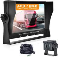 📷 ip69 waterproof backup camera for pick up trucks and rvs with 7 inch monitor - reverse camera system with guide line customization and 49.2ft extension cord - ideal for trailers and trucks logo