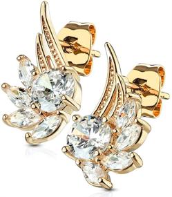 img 4 attached to Elegant MoBody One Pair Cubic Zirconia Angel Wings Surgical Steel Stud Earrings for Girls and Women - Stylish and Durable